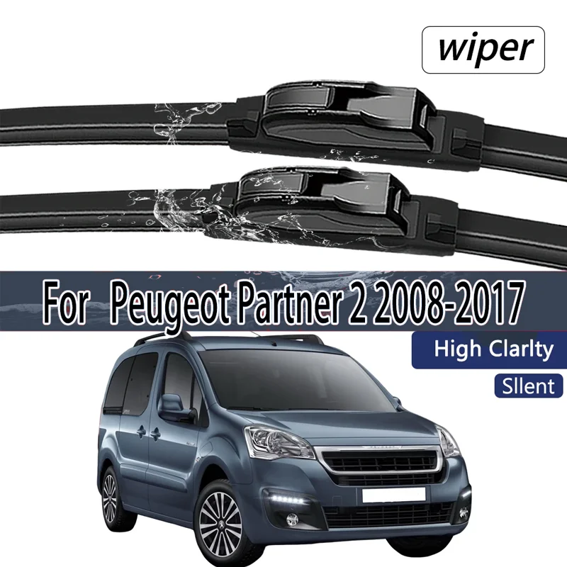 

For Peugeot Partner 2 2008-2017 Front Windshield Wiper Blades 2pcs Windscreen Window Accessories