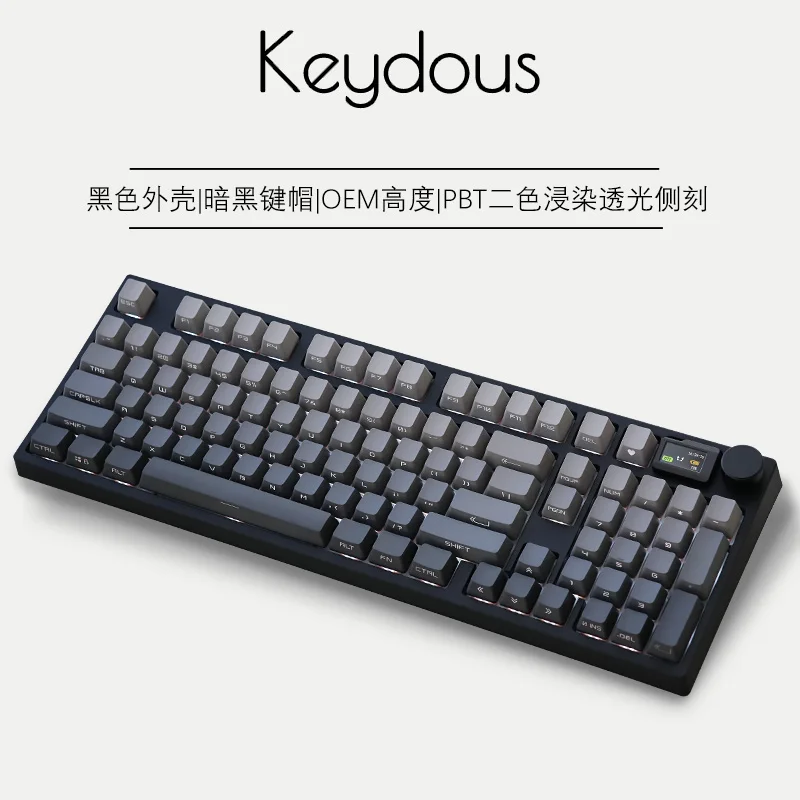 

Черная сторона печати Keydous NJ98 ЖК-экран Bluetooth RGB механическая клавиатура с возможностью горячей замены 2,4 г беспроводное программирование латунная пластина
