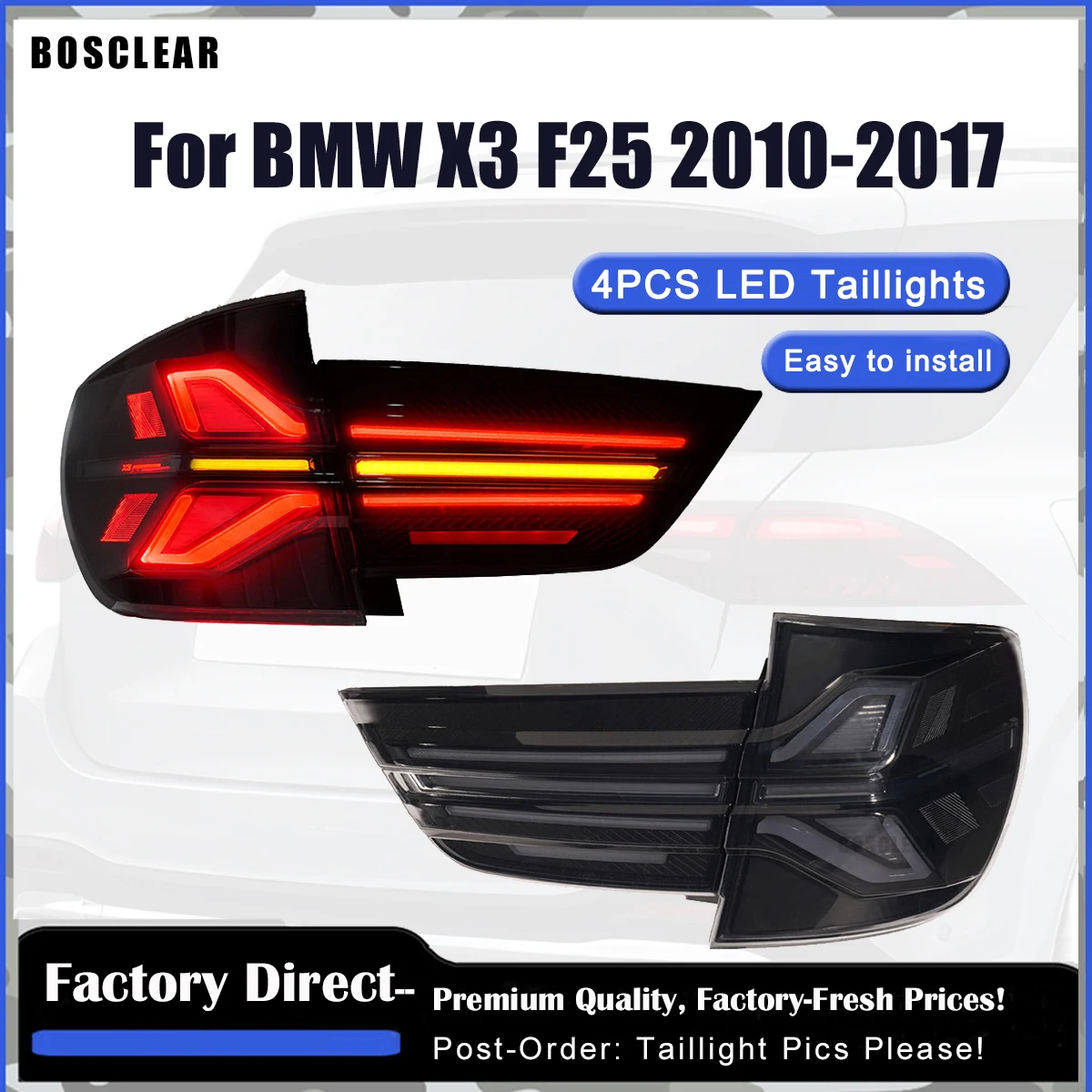 

Car Lighting LED Taillights for BMW X3 F25 2010-2017 TailLamps Daytime Running Lights Rear Stop Brake Reverse Lamp Plug and Play