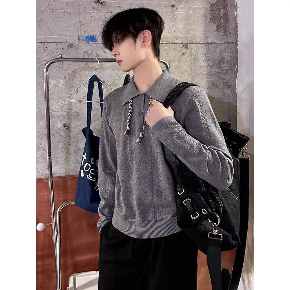 

Мужской осенний свитер из фланели с узором «пшеничный колос», высококачественный, свободного кроя, комфортный, с длинными рукавами