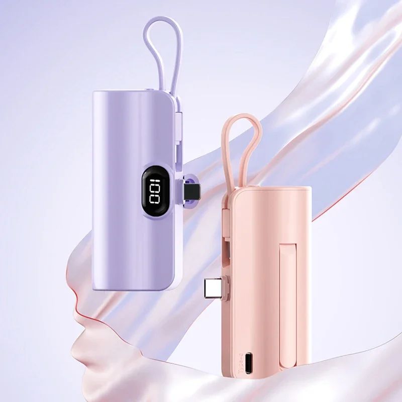For IPhone Samsung Huawei 10000mAh Mini Power Bank 2 IN 1 Fast Mobile Phone Charger External Battery Power Bank Plug Play Type-C
