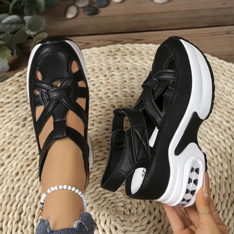 

2026 New Fashion Hollow Out Roman Sandals Women Platform Wedge Shoes for Ladies Casual Thick Bottom Shoes Puls Size 35-43