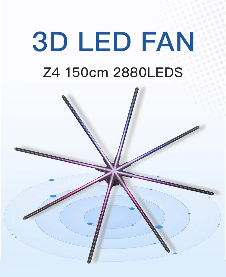 Ventilador Holográfico 80cm – Display Visual 150cm, 8 Aspas Alta Resolución para Publicidad Exterior, WiFi y App