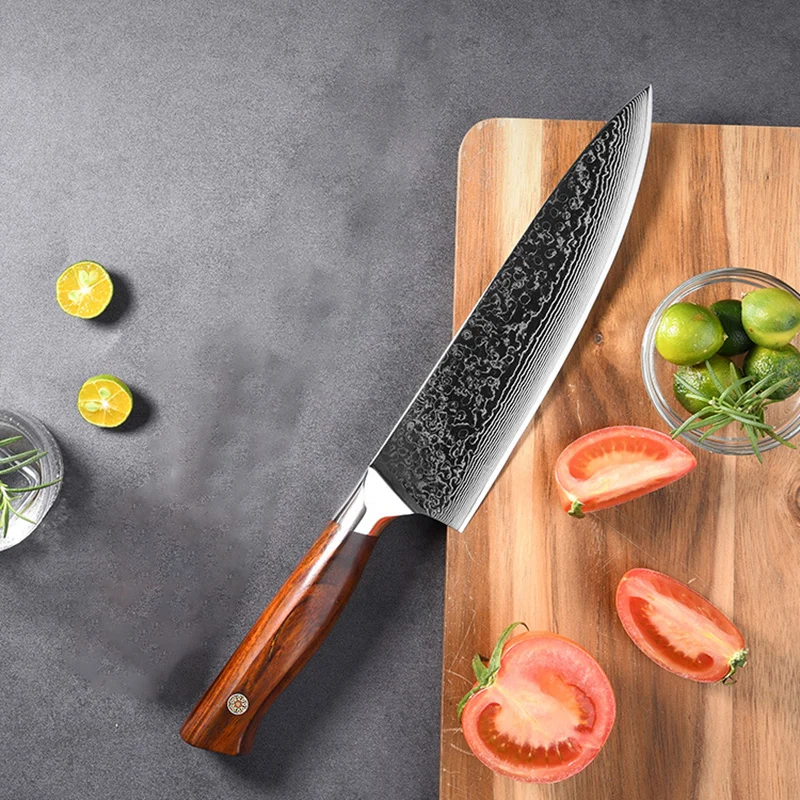 

Chef Knife Rosewood Handle 67 Layers Damascus Steel Blade Sharp Cleaver Slicing Kitchen Knives For Cutting Vegetables And Meat