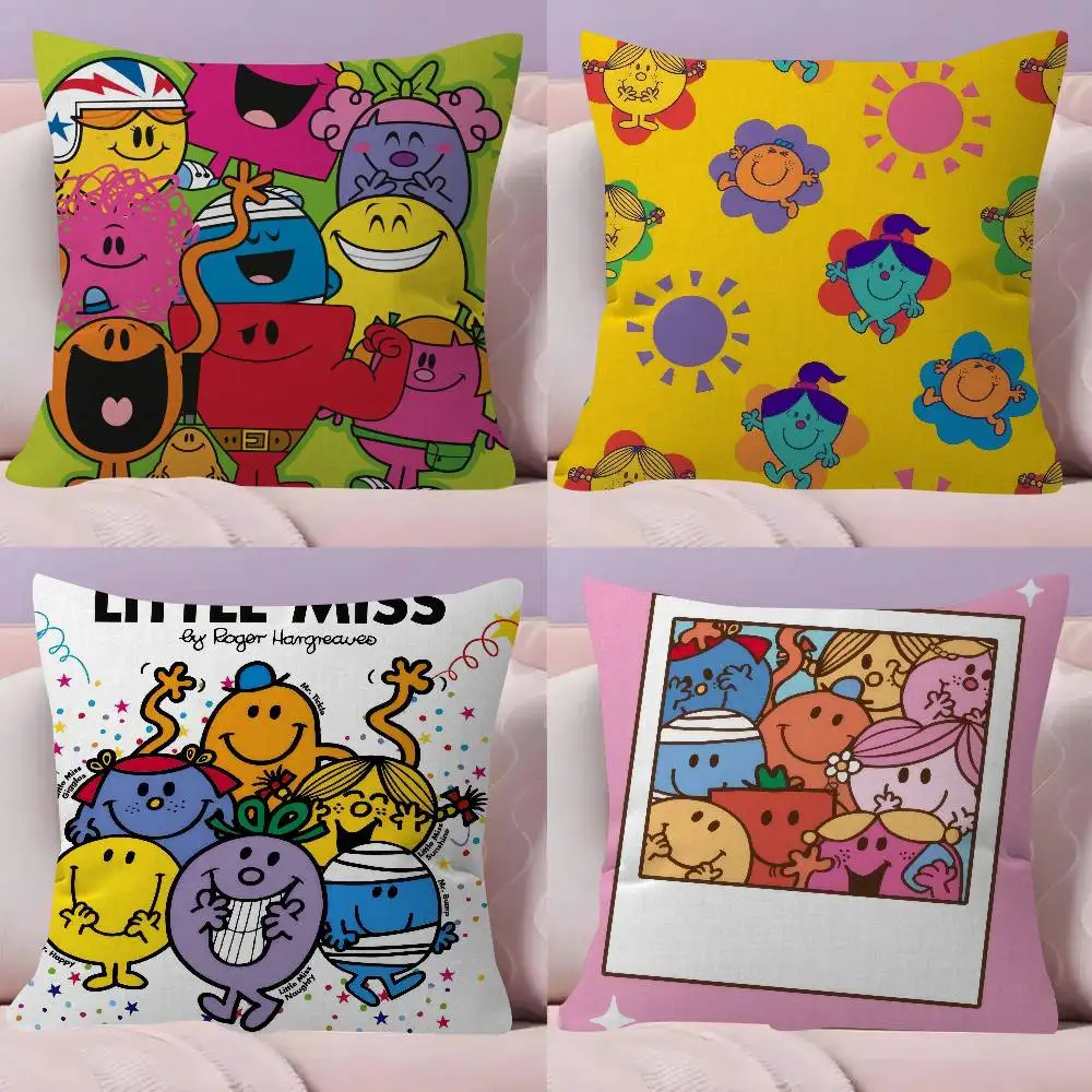 Mr.Men And L-Little M-Miss Cushion  Cushion Cover Pillowcase Upholstery Sofa Throw Pillow Home Decor Pillowcas