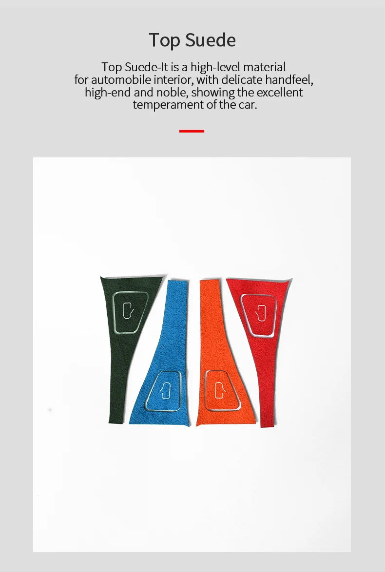 Hochwertige Wildleder-Verkleidung für Tesla Model 3/Model Y (2019-2022), Zierleiste für den Türöffnerknopf, Aufkleber, Tuning-Zubehör für den Fahrzeuginnenraum. – Detail 4
