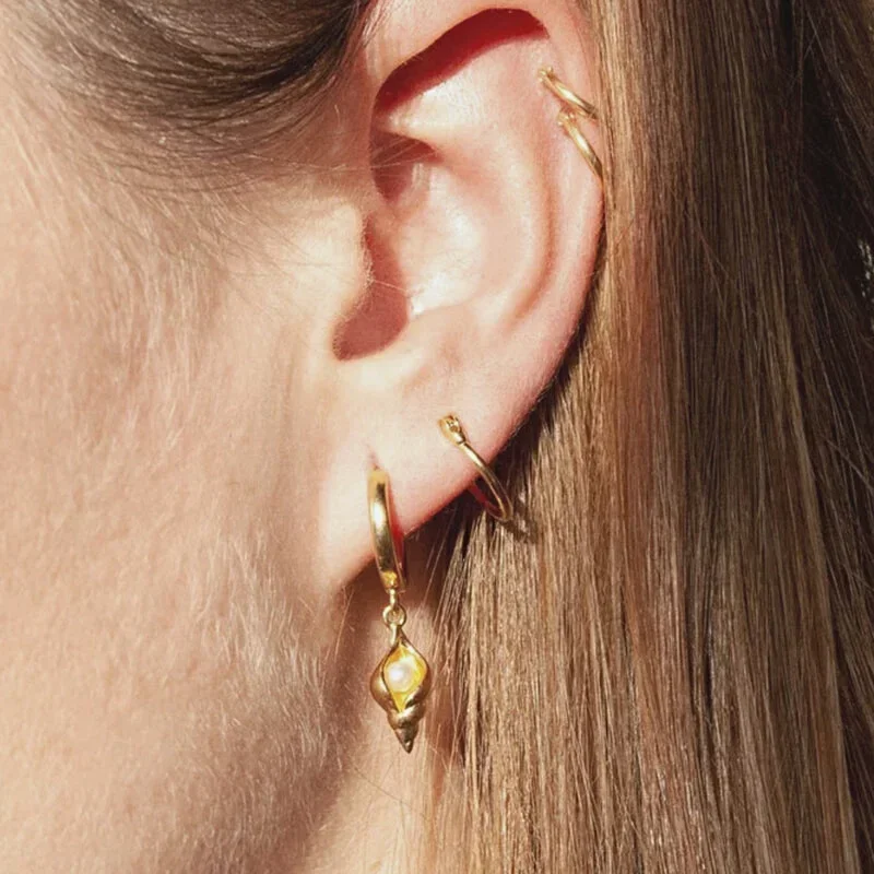 925 Sterling Silver Ear Needle Korean Pearl Hoop Earrings For Women Huggie Gold Earring Pendientes Fine Wedding Jewelry Gift