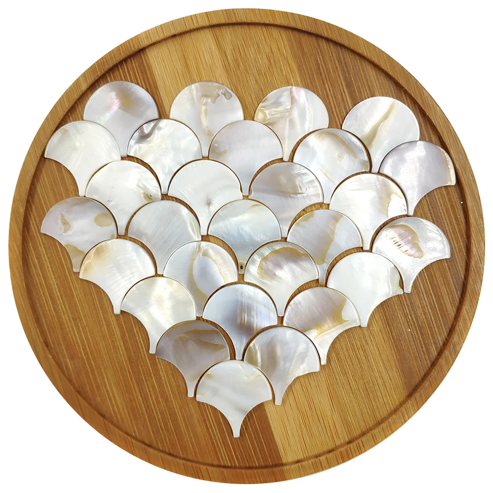 25pcs Square Round Hexagon Fanshape Pure White Color  Shell Mother of pearl mosaic tile for Crafts DIY Decoration