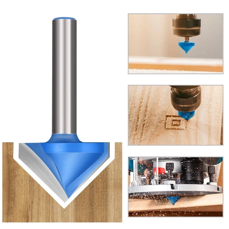 6/8mm V Type Slotting Router Bit 3D Tungsten Carbide Router Bit for Woodworking Slotting Bit with 60° 90° 120° 150° Degree Angle