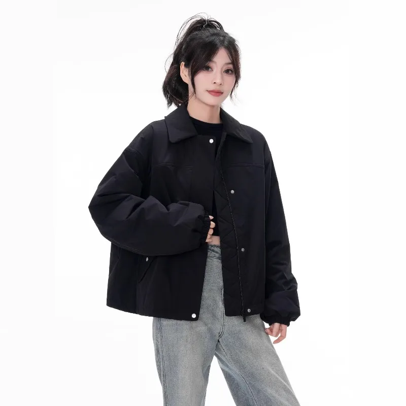 

Модная, персонализированная высококачественная зимняя свободная куртка в стиле бойфренда с лацканами на хлопковой подкладке, индивидуальная верхняя одежда унисекс