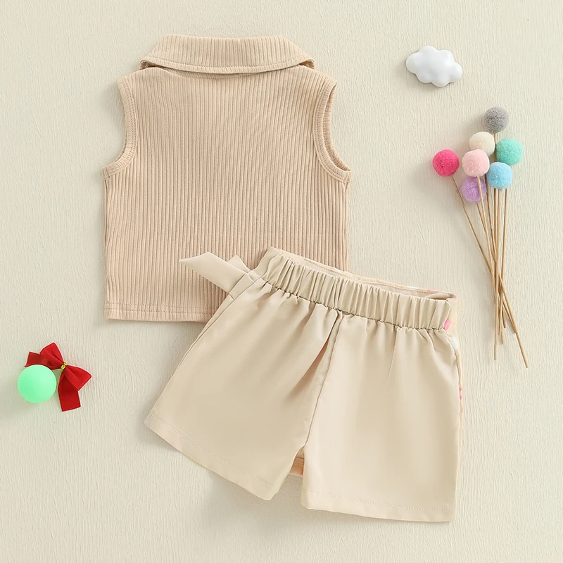 사랑스러운 여자 아기 여름 옷 세트, 귀여운 만화 프린트 탱크탑과 일치하는 스커트로 놀이 시간을 즐겁게 해보세요