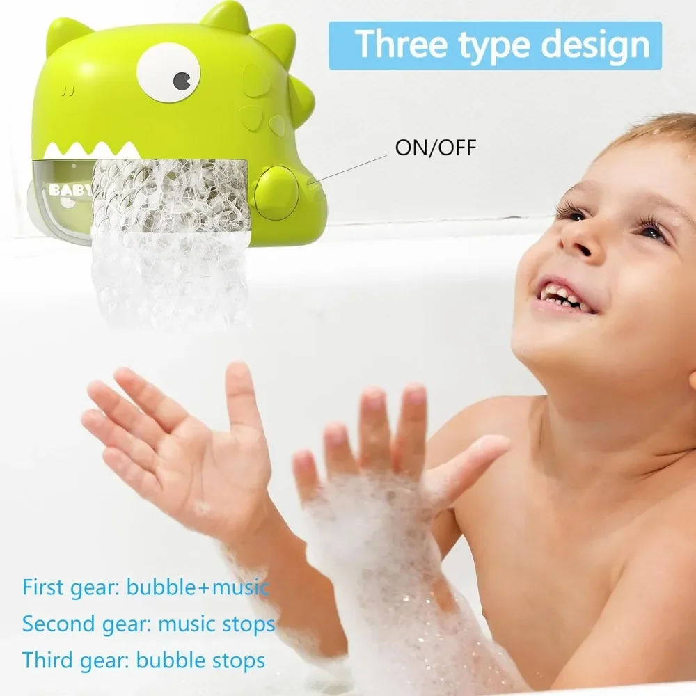 

Summer Bathtub Electric Dinosaur Suction Cup Hanging Bath Toys Musical Soap Bubble Machine,Bubble Blower Foam Machine for Kids