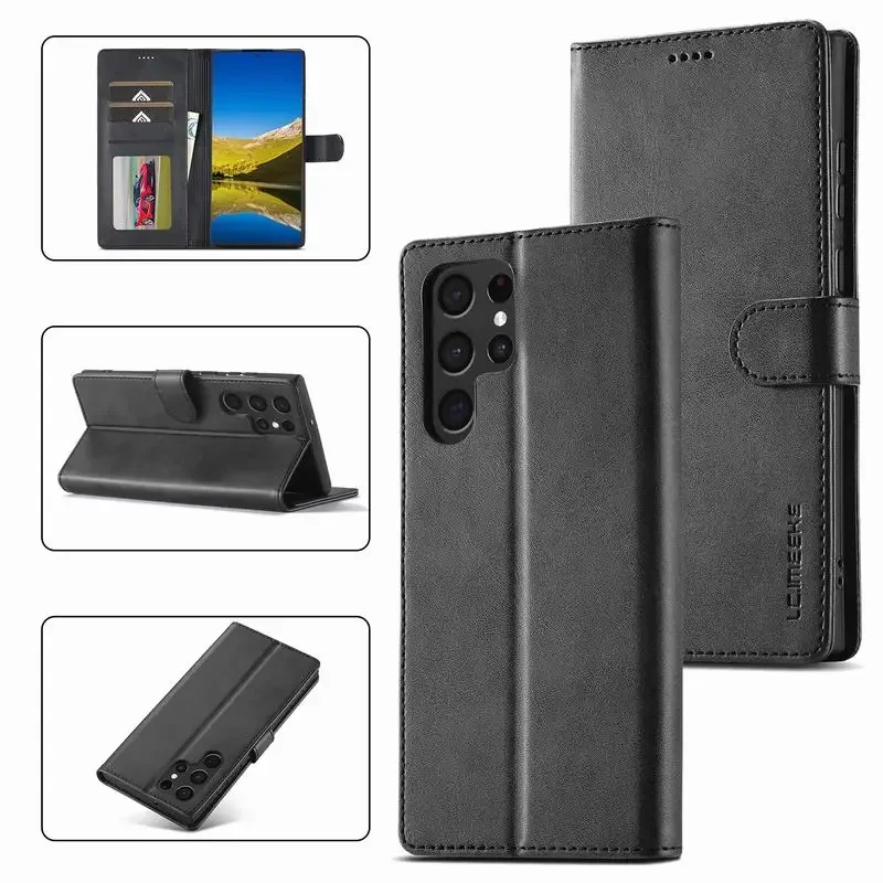 Flip Leather Case For Samsung S24 S23 S22 Ultra S21 FE A15 A05 A14 A24 A34 A54 A13 A23 A33 A53 A12 A22 A32 A52 A72 Wallet Cover