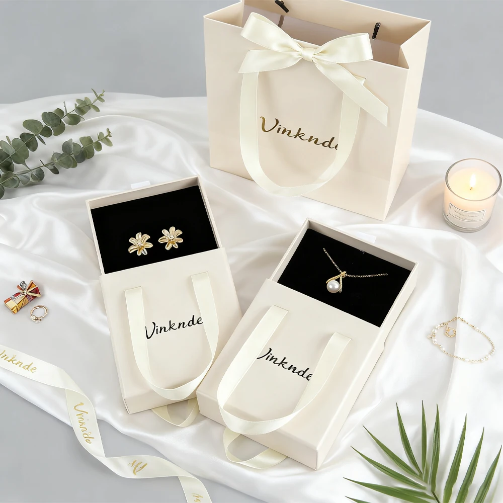 

50 шт. модные портативные ящики для хранения бумаги, раздвижные коробки, серьги, кольца, ожерелье, органайзер для путешествий, шкатулка для драгоценностей, индивидуальный логотип