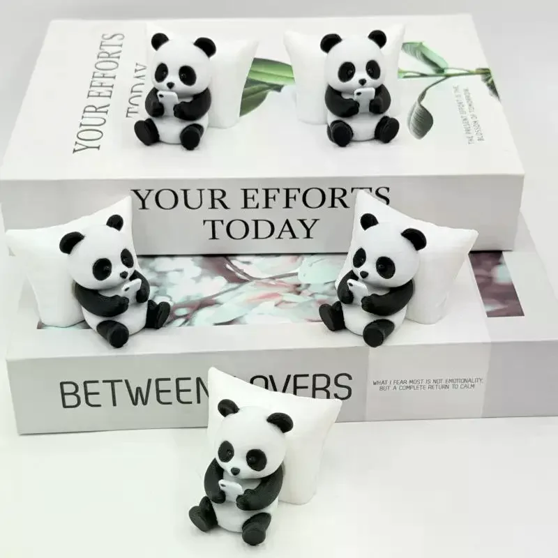 Panda Sculpture Ornament, Creative Animal Model Figurine for Desktop Office, Car Decor & Collectible Gifts