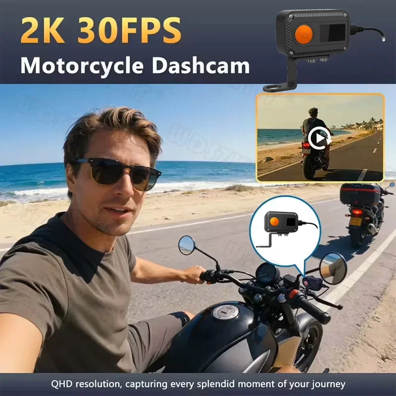 2K HD Motorcycle Driving Recorder IP65 Waterproof WiFi APP Control Outdoor Riding Dashcam Camera Video For Motorcycle Scooter