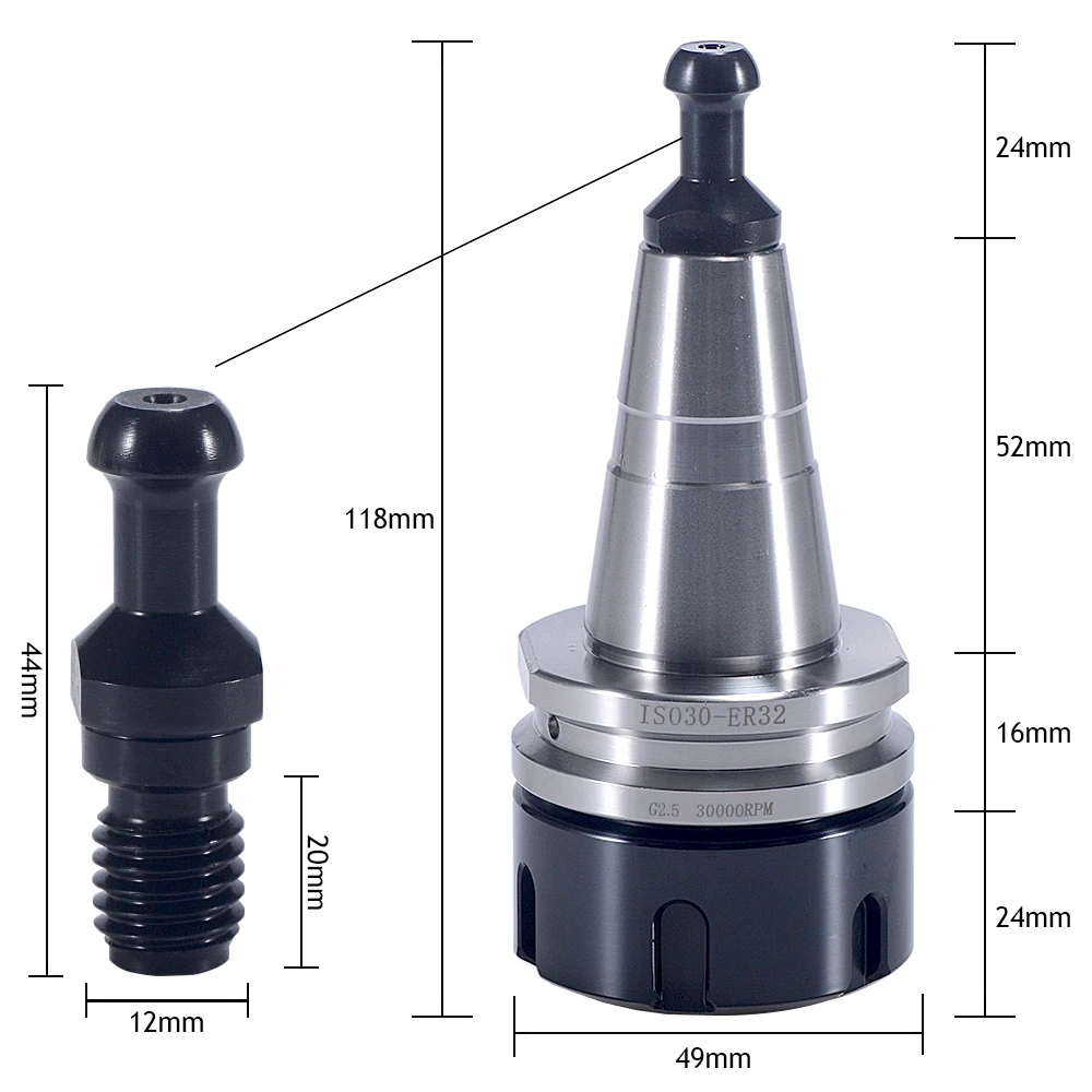 3PCS ISO30 ER32 45L Spindle Shaft with Pull Stud Milling Cutter Holder G2.5 30000RPM CNC Accessories Tools