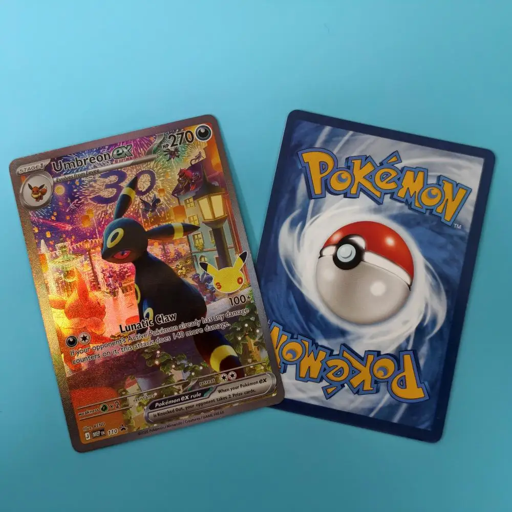 Selbstgemachte TCG-Sammelkarte 30C/MEP 30th Anniversary Seltene Karte Umbreon Espeon Mew EX Holo Englische PKM-Karten – Detail 10