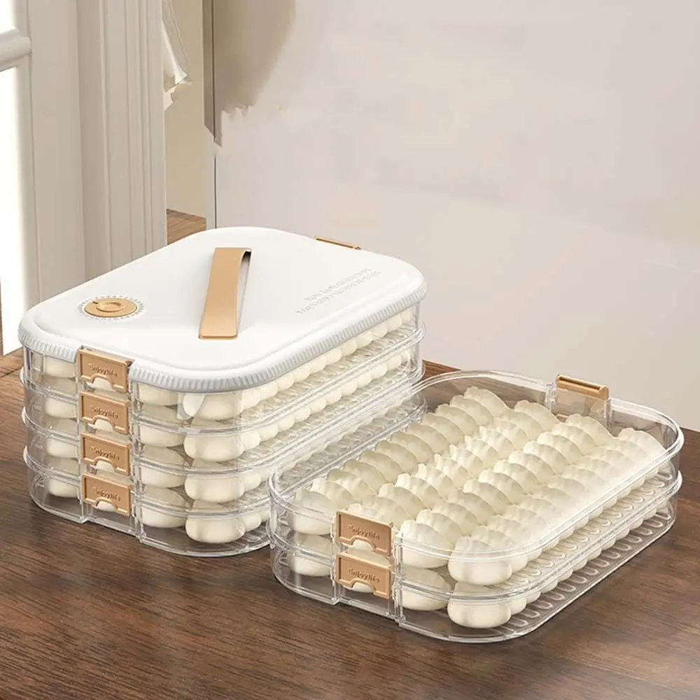 1/2/3/4 Layers Dumpling Storage Box Airtight Plastic Cookie Keeper Storage Box Large Capacity Keep Fresh