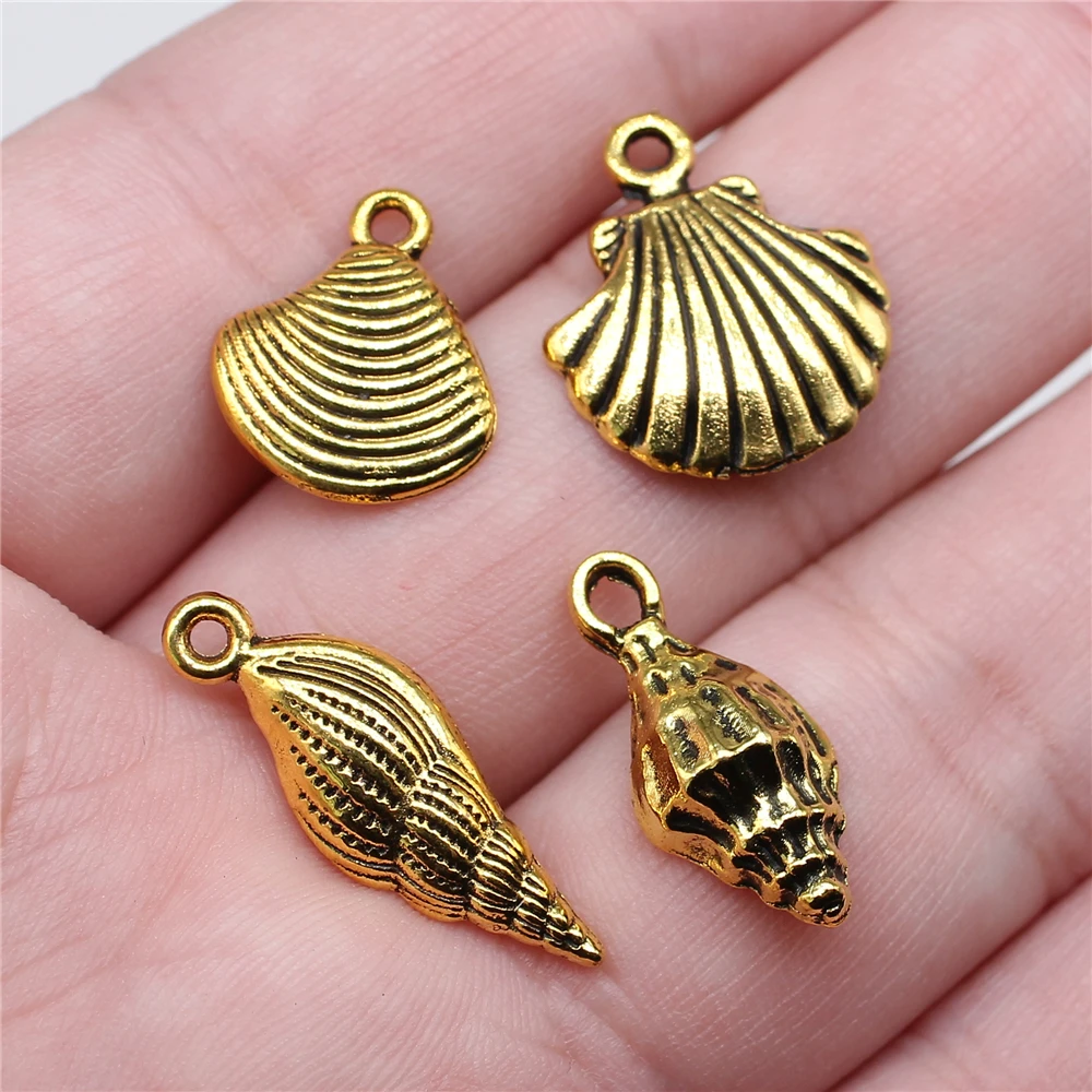 20 Stück antikgoldfarbene Muschel- und Muschel-Charms für die Schmuckherstellung, DIY-Bastelzubehör