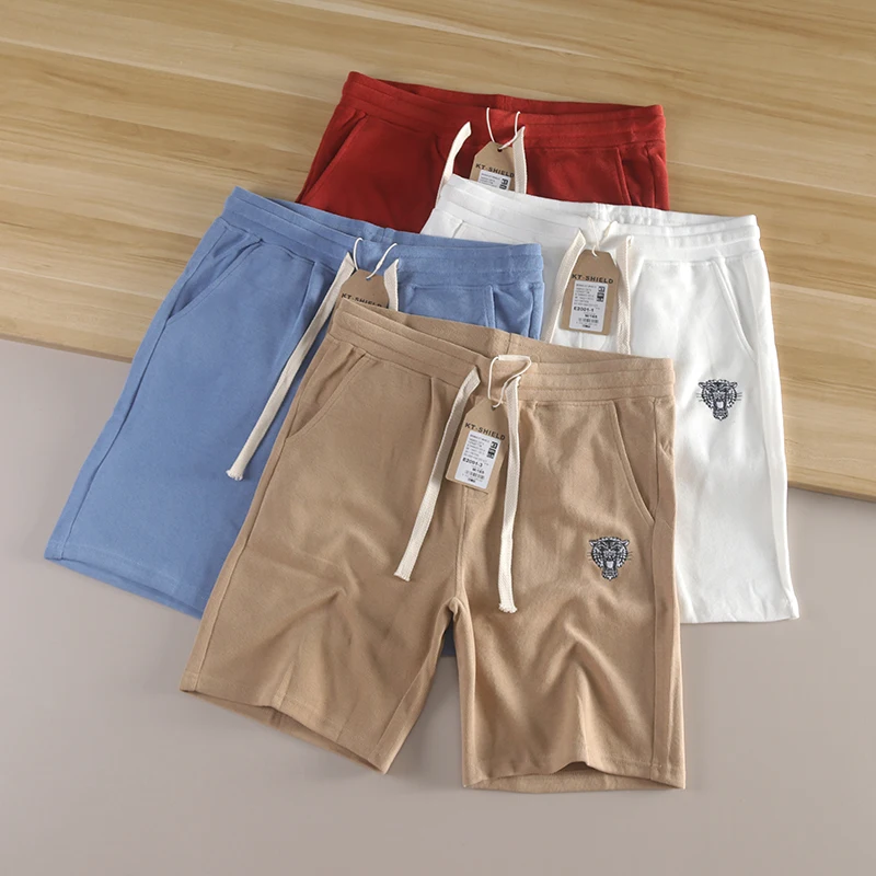 

Удобные дышащие хлопковые мужские трикотажные повседневные модные пятиточечные орты с эластичной резинкой на талии, летнее новое поступление