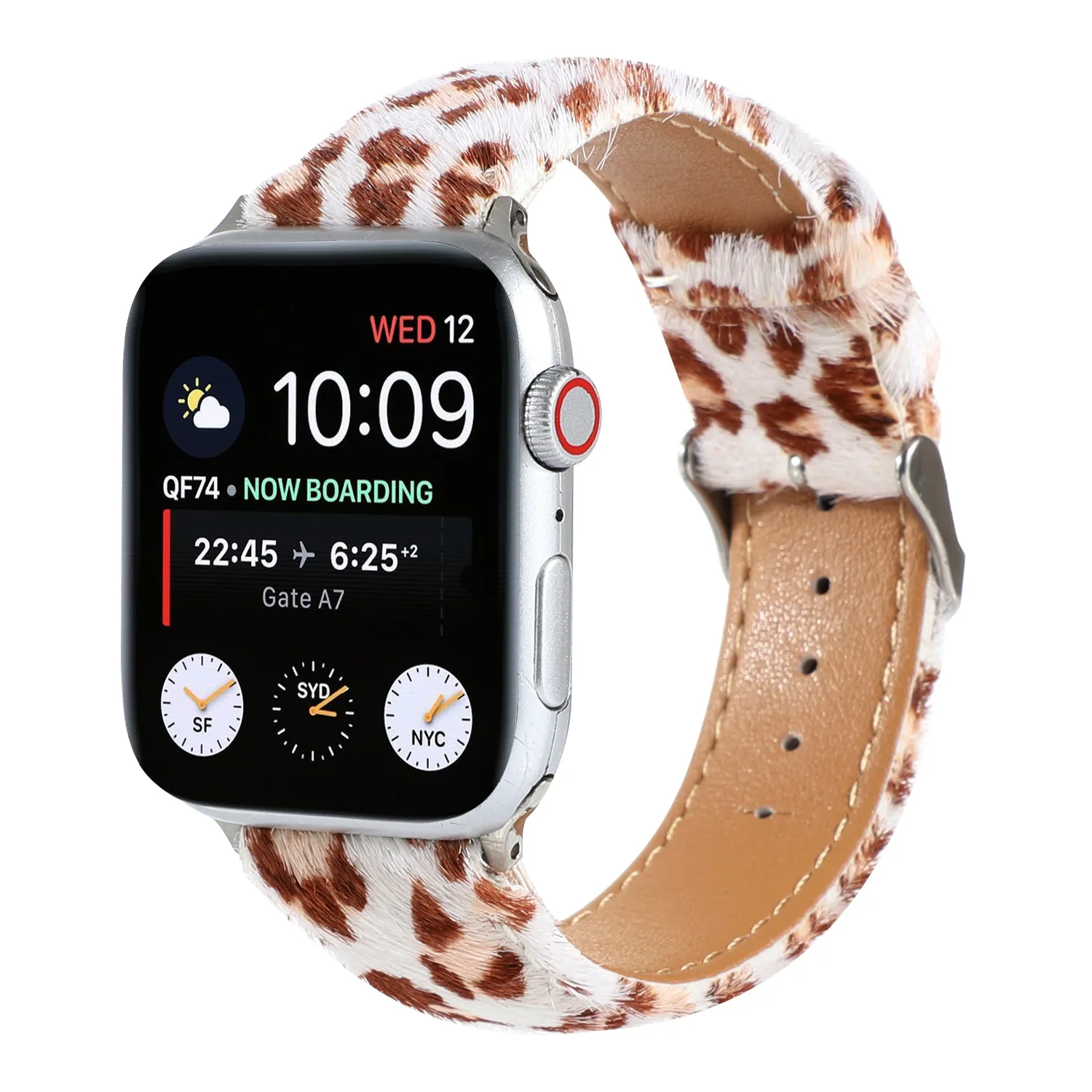 Apple Watch用レザーブレスレット,ヒョウ柄の馬のヘアバンド,iwatchストラップ,シリーズ4,5,6,7,8,9,se ultra,40mm, 41mm, 42mm 44mm、45mm、49mm