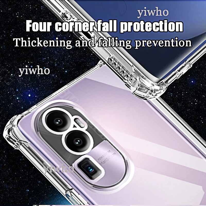 Clear Case for Oppo Reno 10 Pro + 5G Case Reno 10Pro Plus Shockproof Soft Silicone Phone Cover for Oppo A98 A97 A96 A76 A17k