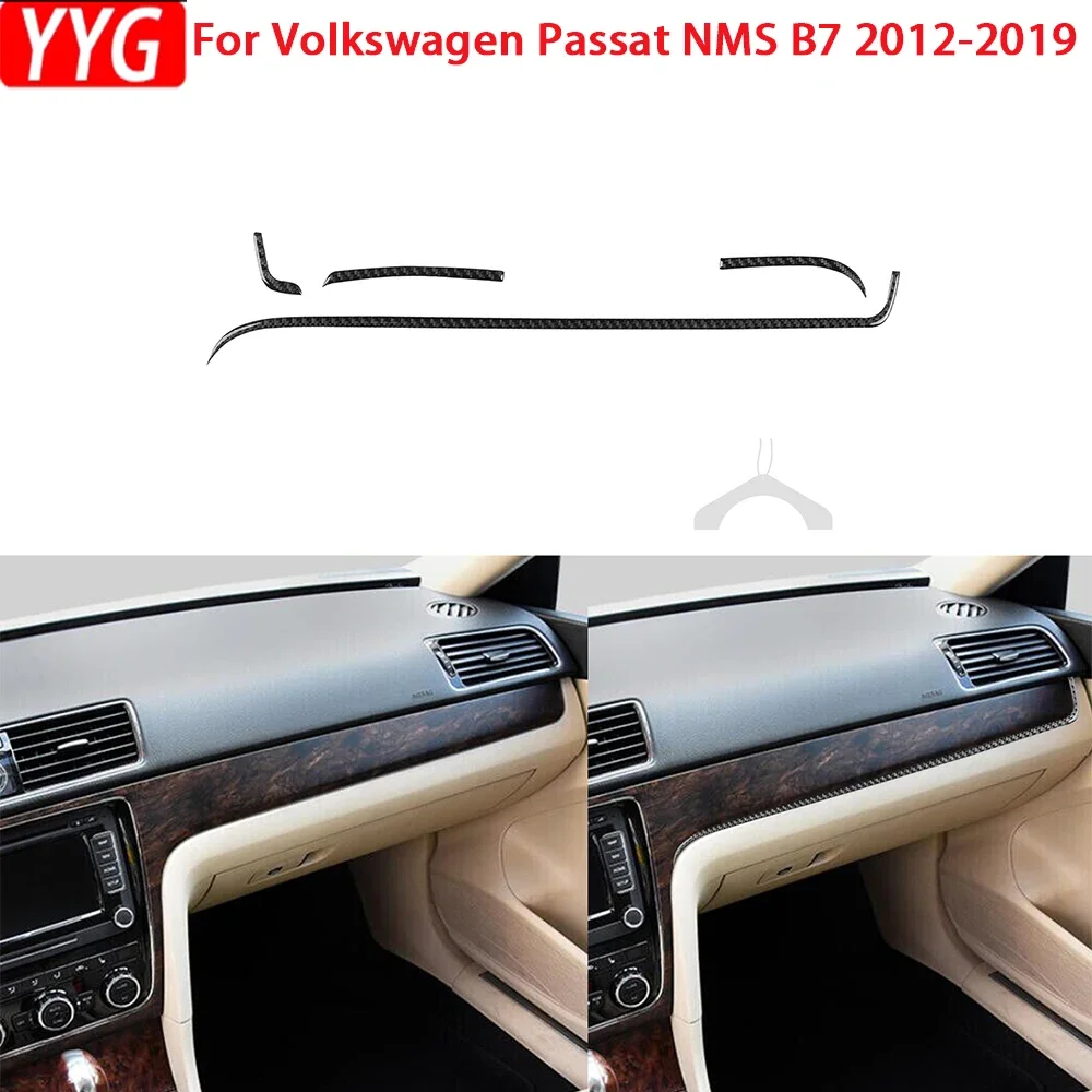 

For Volkswagen VW Passat NMS B7 2012-2019Car Accessories Real Carbon Fiber Central Control Dashboard Cover Trim Modified Sticker