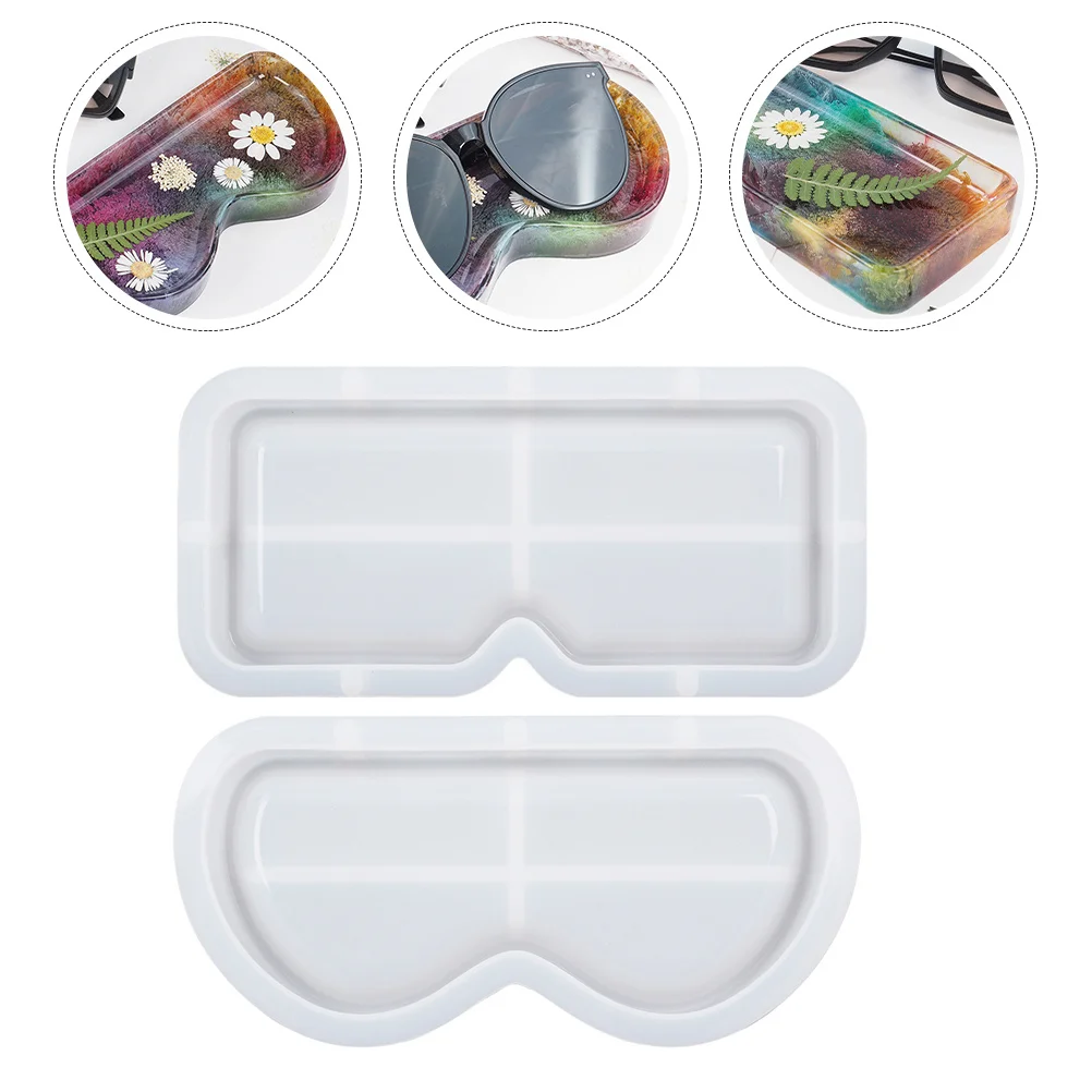2 قطعة علبة النظارات قوالب السيليكون مجموعة DIY بها بنفسك صب الايبوكسي قالب حامل صينية دائم لتزيين مأدبة المنزل