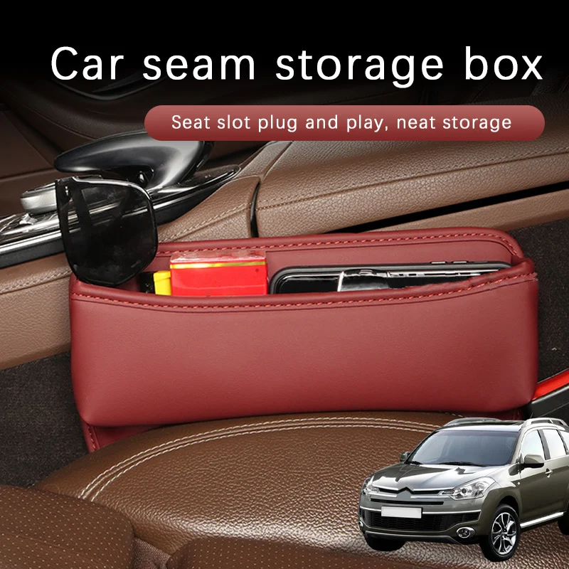 

Car Seat Gap Storage Box Driver Front Auto Seat Gap Filler Organizer Wallet Keys Card Storage Box For Citroen C-Crosser