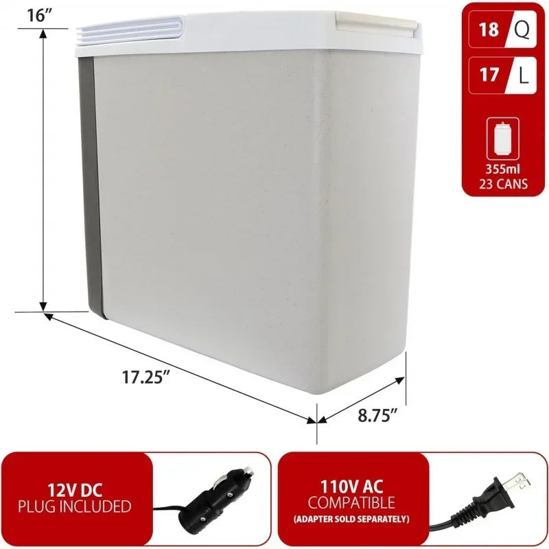 QWKoolatron Cooler Plug in 12V Cooler/Aquecedor de carro, 18 qt (17 L), geladeira portátil termo elétrica sem gelo para camping