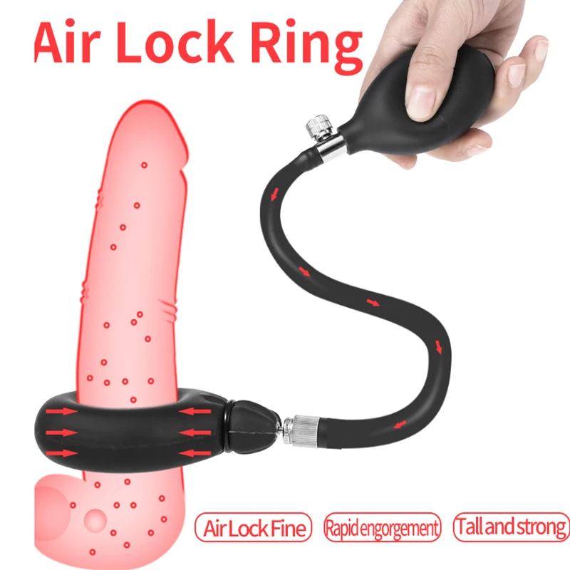 New Inflatable Cock Ring For Men Delay Ejaculation Stronger Erection Sex Toy SM Lock Sperm Men\'s Ring Penis​ Enlargement By Pump