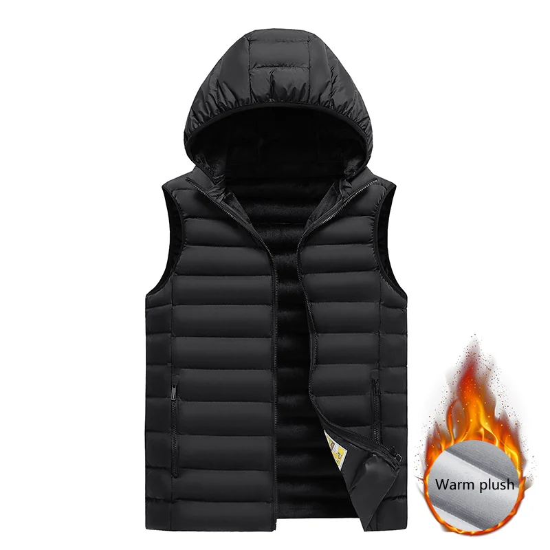 Men\'s Vest Jacket Winter Waterproof Warm Sleeveless Men Jacket Fashion Hooded Casual Vest Men Autumn Thicken Waistcoat