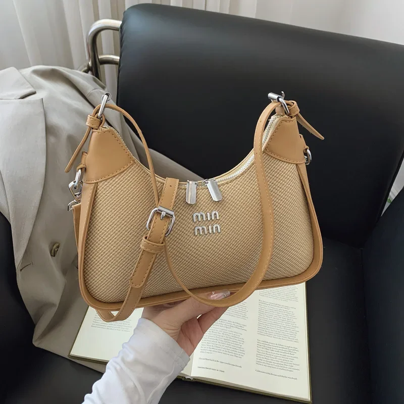 

2025 Minimalist Monogram Underarm Bag, Adjustable Dual-Strap Convertible Shoulder Crossbody Purse for Women, Urban Commuter Day