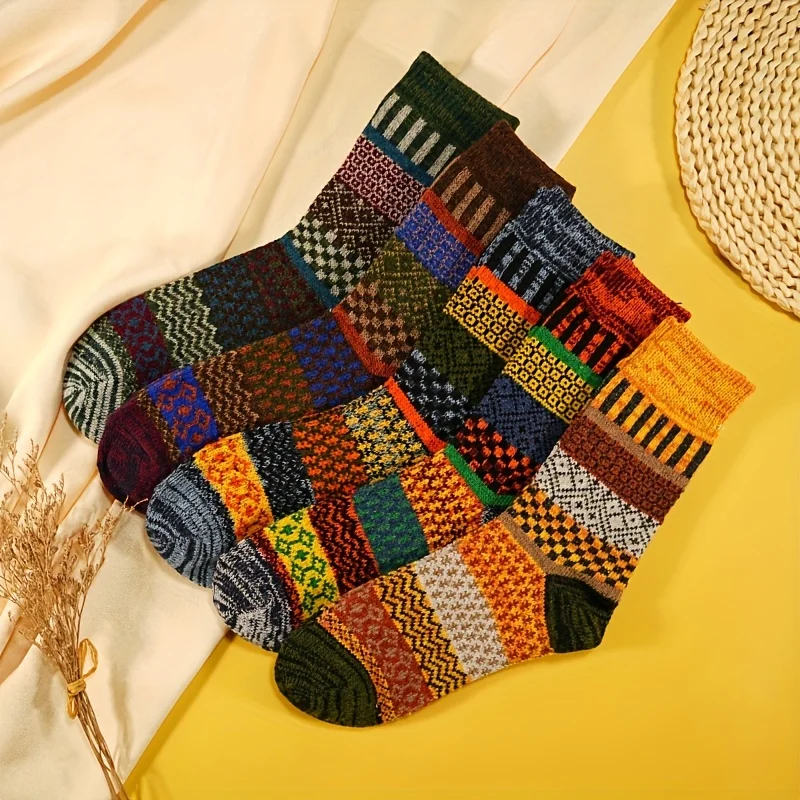 5 أزواج من الجوارب الدافئة والرطوبة لخريف وشتاء |   هدية مثالية للعطلات، جوارب عيد الميلاد