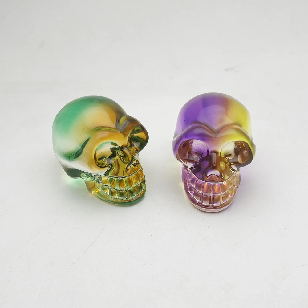 Fashion 2 inche glass Skull plating mixed Charm ornaments 4pc 50x38MM jewelry accessory birthday present wholesale Free shipping