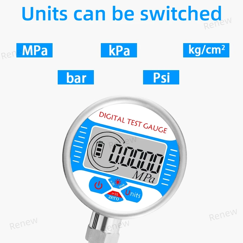 Pressure Gauges Digital Display Oil Pressure Hydraulic Test Meter 3V 250BAR/25Mpa G1/2 Thread For Gas Water Fuel Liquid