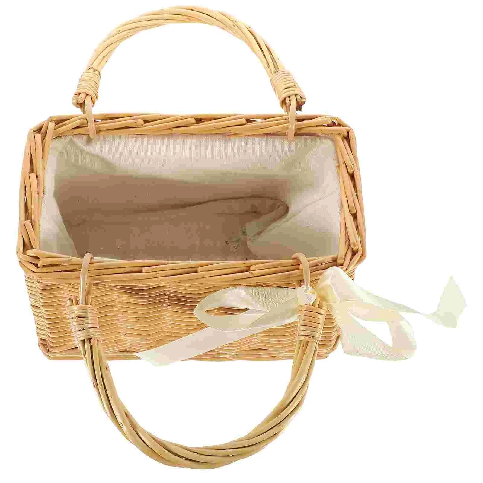 

Small Basket Woven Flower The Tote Bag Hand-woven Holder Rattan Decorative Handbag Travel