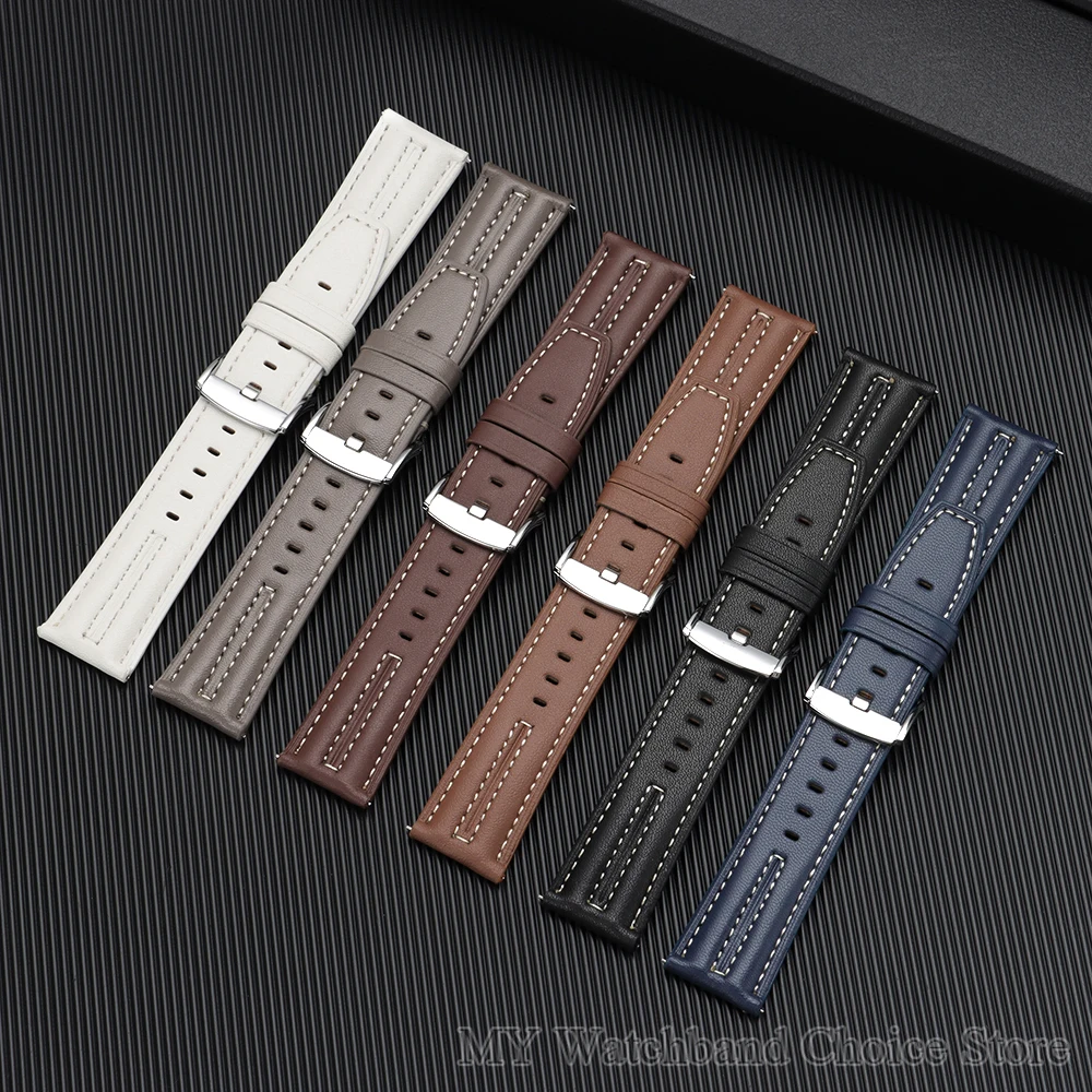 Schnellverschluss-Uhrenarmband für Herren und Damen Universelles Lederarmband Ersatzband Handgenähtes Rindsleder-Uhrenarmband 22mm