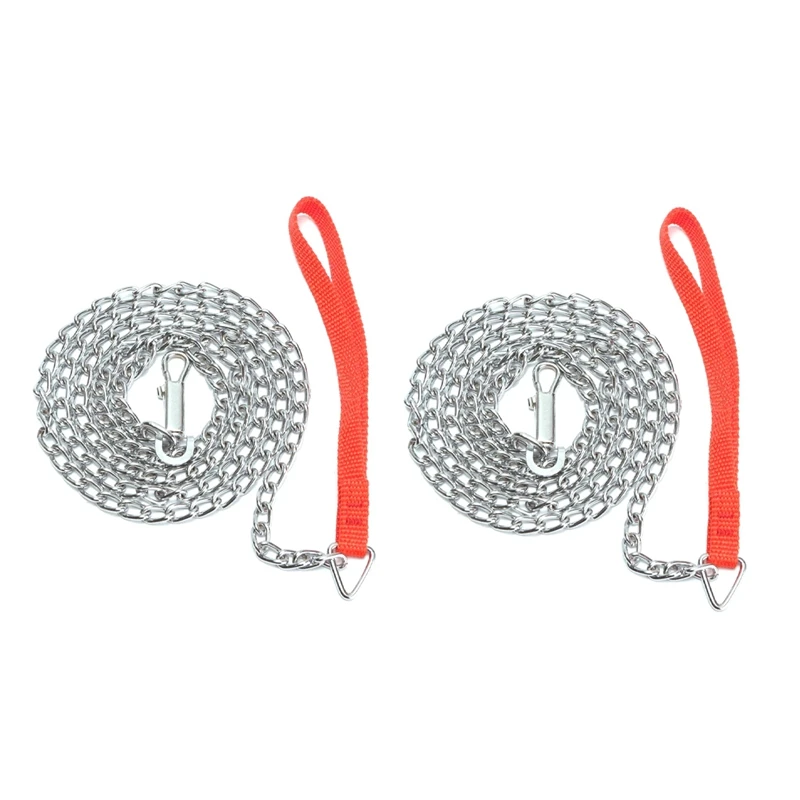 ABGR-2X 1.6M سلسلة معدنية شديدة التحمل للكلاب والجرو ومشبك مقود للمشي بمقبض أحمر #5