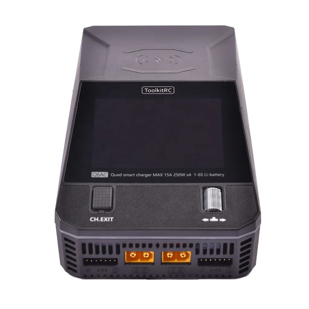 Uangel ToolkitRC Q6AC cargador AC 400W DC 1000W 4CH salida integrada 65W salida USB 15W cargador inalámbrico para batería LiPo NiMH PB