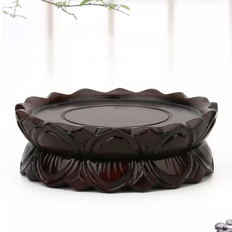 الخشب الصلب شكل دائري لوتس الركيزة تمثال بوذا كسر الجدول مبخرة قاعدة ديكور المنزل