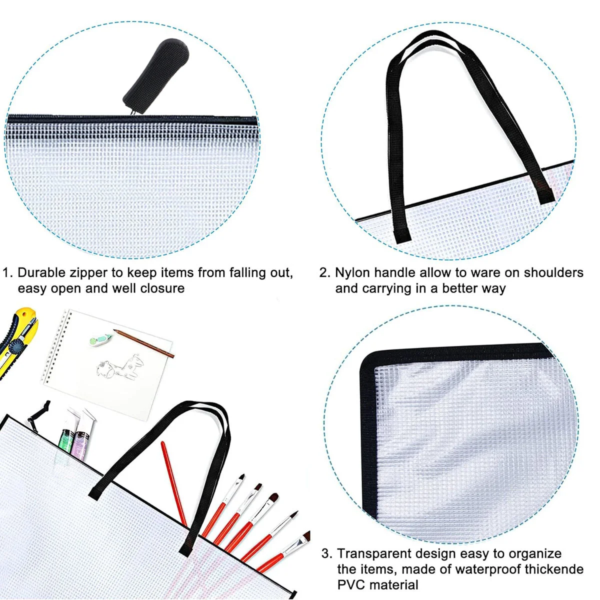 Gfc-2 Pack 19X25 Inches Художественный портфель, папка-портфель для произведений искусства, сумка для хранения плакатов с папкой на молнии и ручке