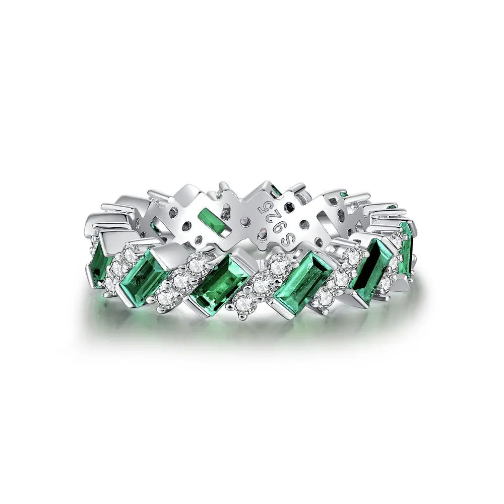 LYCFN 2*4MM Zircon Diamond Cube Sugar Emerald Cut S925 Silver Pairing Fashion Sparkling Ring Emerald Ring Wedding Jewelry