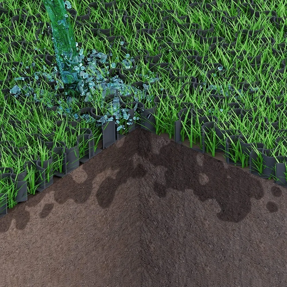 أرضيات سوداء قابلة للنفاذ، شبكة EasyPave Grass & Gravel Driveway - فئة الحمل A-D، أرضيات بلاستيكية PPE معاد تدويرها بنسبة 100% - توصيل مجاني