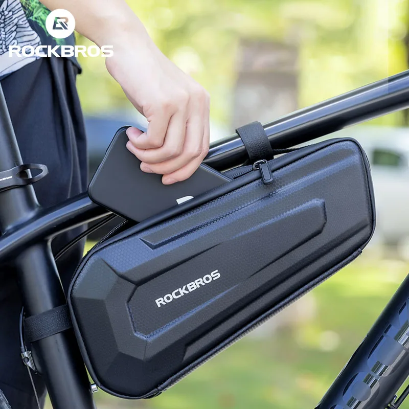 ROCKBROS-bolsa para tubo superior de bicicleta, resistente al agua, con patrón de carbono, de alta capacidad