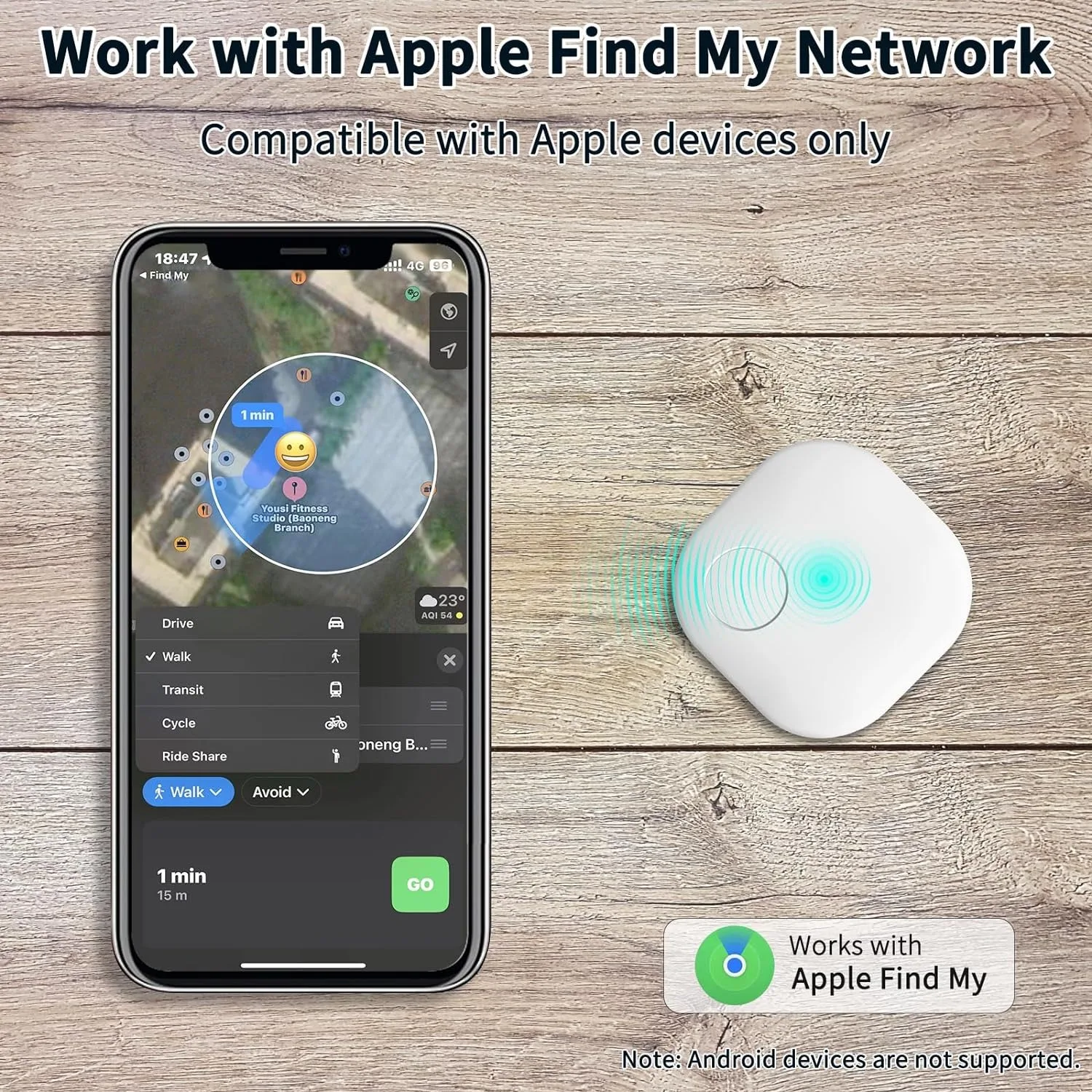 [MFI Certified] GPS Tracker, Smart Locator, Slim Finder for Pets, Luggage, Keys, Bags, Wallets, Apple Find My App Compatible