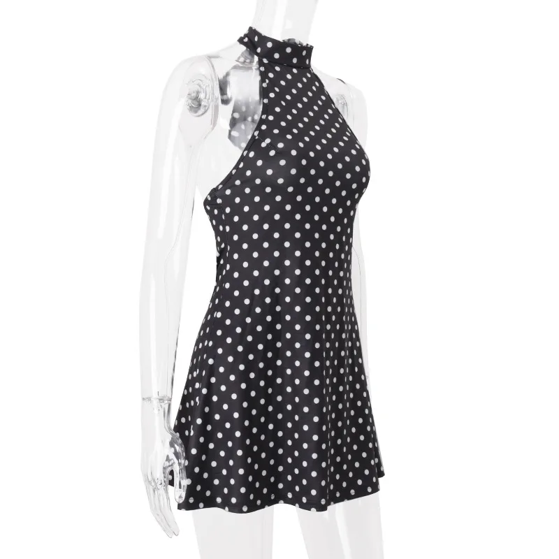 Sexy Neckholder-Kleid mit Polka-Dot-Print für Damen, elegantes Partykleid, schmal geschnitten, rückenfrei, ärmellos, Minikleid, Sommer-Urlaubsoutfits – Detail 27