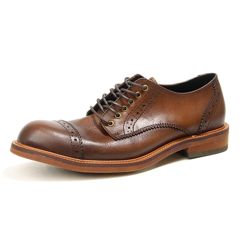 

Cowhide Bullock 2023 New High Quality Genuine Leather Casual Business Shoes Men Luxury Dress Shoes Designer Lace-Up Shoes Men