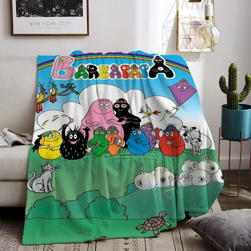 

L-Les Barbapapa Decorative Blanket for Living Room Bedroom Decoration Bedspread on the Bed Fluffy Soft Blankets Boho Home Decor